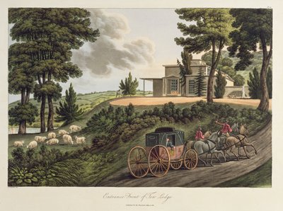 Entrance Front to Tew Lodge, illustration from Observations on Laying Out Farms in the Scotch Style, published in 1811 by John Claudius Loudon